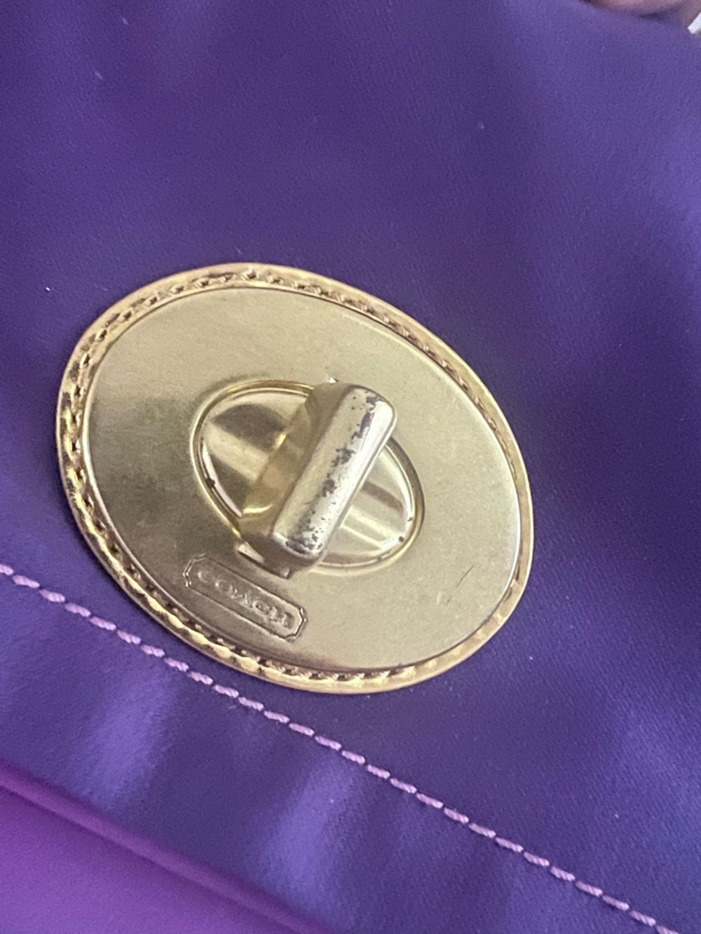 Coach Purple Satin Shoulder Bag with Gold Hardware - Picture 8 of 10
